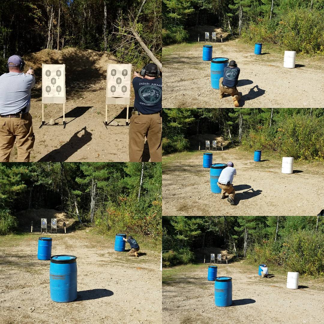 People shooting at the targets while taking the tactical course