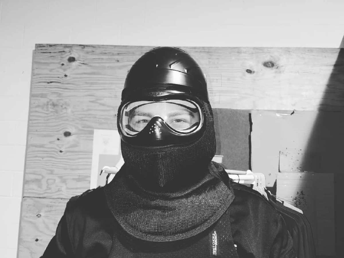 a person wearing a helmet